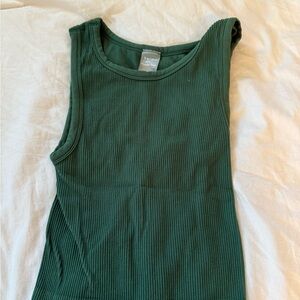 Aritzia Sundays Best Green Ribbed Tank Top